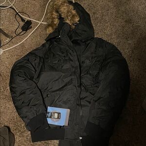 Men's Black Puffer Jacket with Fur Hood